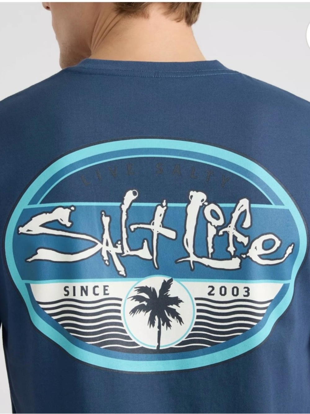 Men's Salt Life Easy-Care Graphic Tee in Washed Navy, Size 2XL